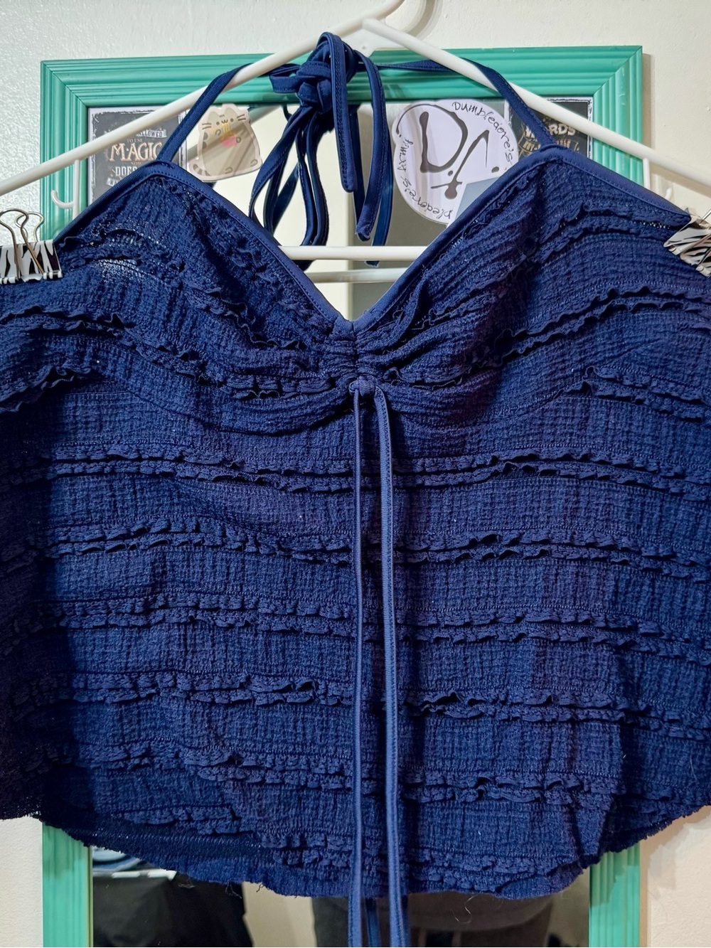 Navy Blue Women's Halter Ruched Tank Top